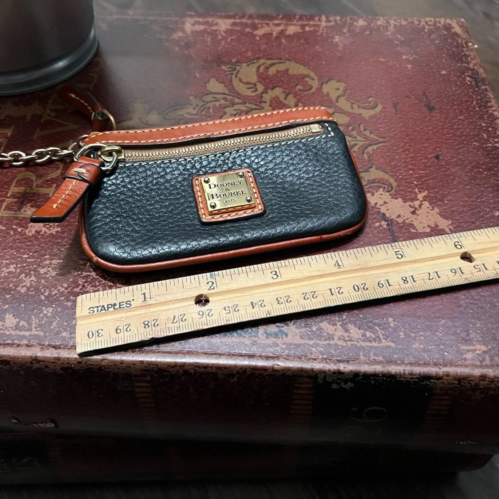 Dooney & Bourke Navy and Brown Leather Keychain Wallet - Picture 2 of 7